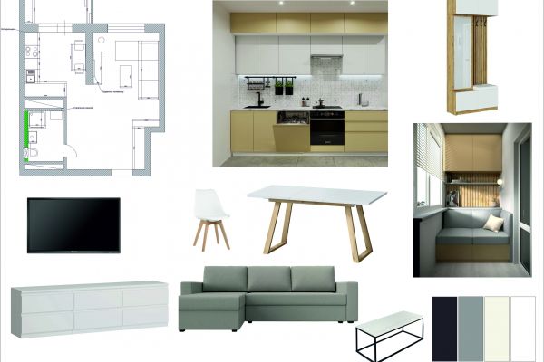 Дизайн-проект однокомнатной квартры