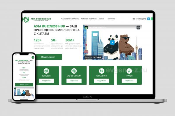 Сайт для компании Asia Business Hub которая занимается сопровождением бизнеса в Китае