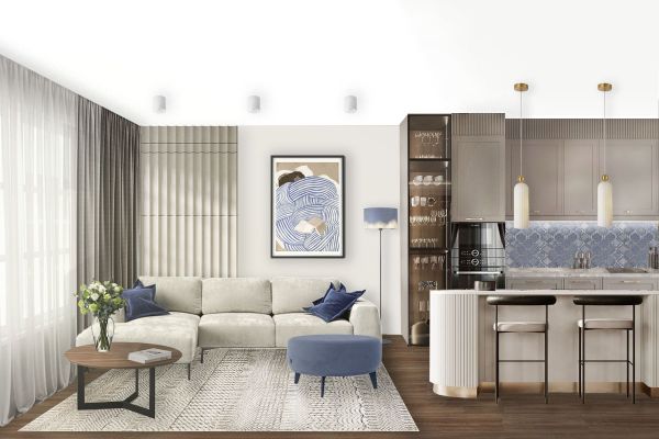 Дизайн-проект трехкомнатной квартиры в современном стиле для семьи из трех человек