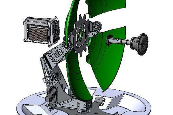 Станция спутниковой связи, морского базирования со сменными системами облучения и приема сигнала в различных диапазонах. Модульная конструкция.