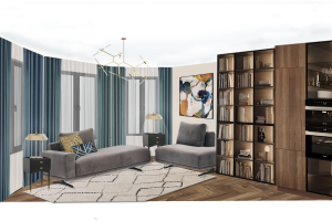 Дизайн-проект двухкомнатной квартиры в современном стиле для холостяка