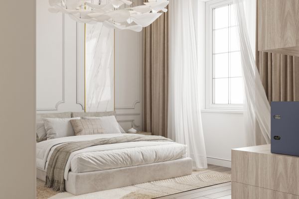 Спальня в светлых тонах