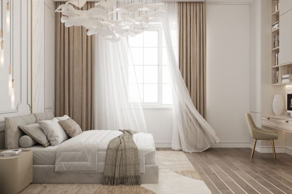 Спальня в светлых тонах