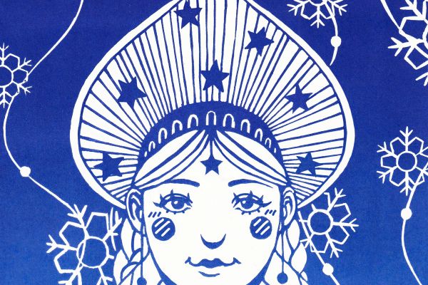 Новогодняя открытка со Cнегурочкой