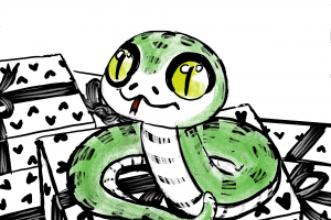 Новогодняя открытка со  змеей