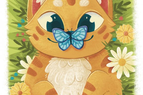 Кот с бабочкой