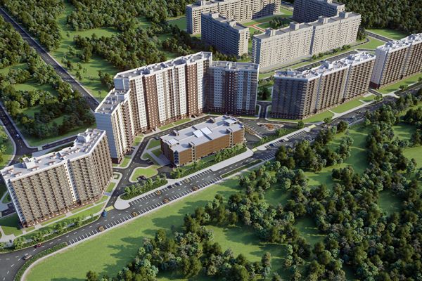 3д визуализация жилого микрорайона.