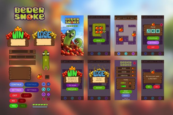Элементы интерфейса игры Bedersnake