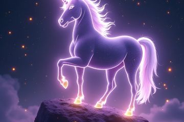 Картинка, созданная нейросетью: силуэт единорога на темном фоне 