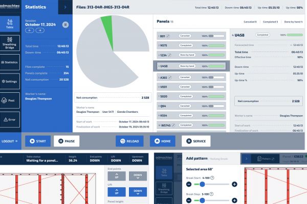 Интерфейс для управления станками на производстве строительных панелей в Канаде