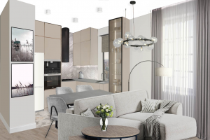 Необходимо было разработать дизайн-проект для квартиры в Москве площадью 6о кв.м. для семьи с двумя детьми