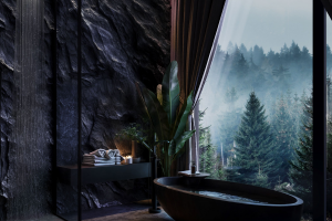 Интерьер дома из бруса в лесу