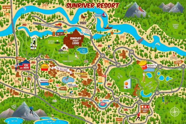 Большая и очень детальная карта загородного клуба Sunriver  в Бельгии