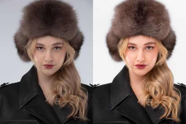 Ретушь студийного женского портрета для каталога одежды