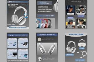 Дизайн карточки товара для маркетплейса "Беспроводные наушники"