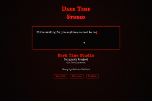 Лендинг-тизер для визуальной новеллы "Dark Time Studio" Атмосферный одностраничный сайт с интерактивным диалогом для анонса игры.