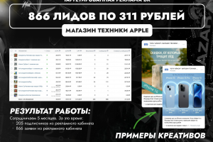 Кейс: магазин техники Apple - ЛИДЫ ПО 311 РУБ