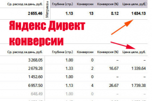 Пример стоимости заявки из Яндекс Директ для одного из проектов в образовательном секторе