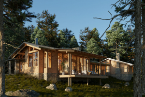 Дизайн визуализация проекта  дома в лесу