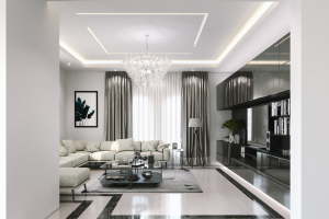 Дизайн визуализация проекта зала квартиры