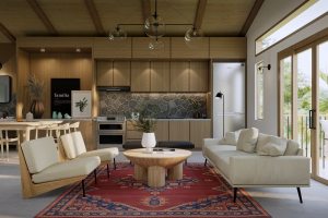 Дизайн визуализация проекта зала-кухни квартиры