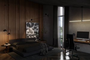 Дизайн визуализация проекта  спальни квартиры