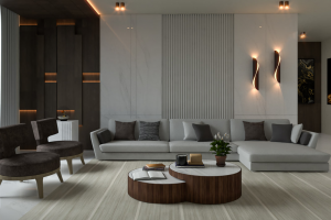 Дизайн визуализация проекта  зала квартиры