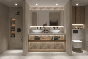 Дизайн визуализация проекта ванной комнаты