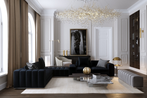 Дизайн-проект интерьера гостиной, неоклассика