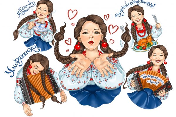 Портретные стикеры для соцсетей Инны Каменевой