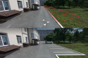 монтаж 3d парковки с автомобилем в фотографию