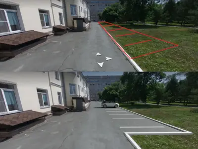 монтаж 3d парковки с автомобилем в фотографию