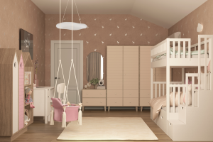 Визуализация детской комнаты с качелей