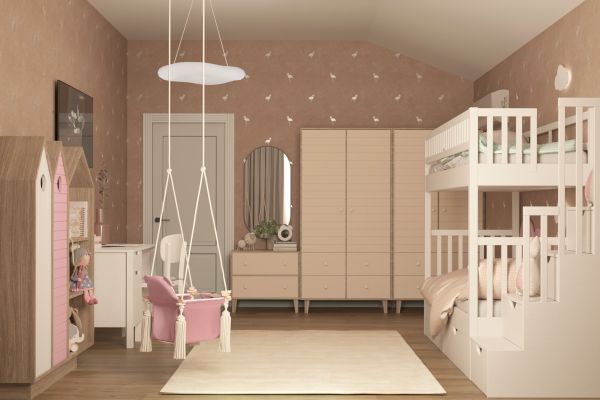 Визуализация детской комнаты с качелей