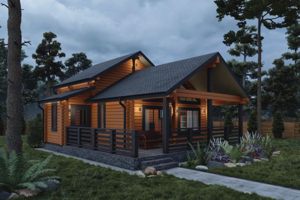 Частный дом из бруса | Визуализация экстерьера