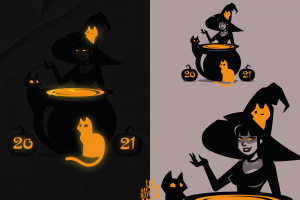 Иллюстрации ведьм на Хэллоуин и Рождество