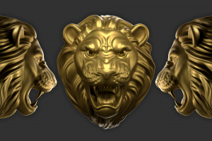 Бронзовая фигурка головы льва