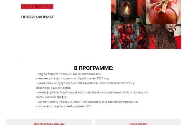 Создание сайта для записи на вебинар фотографа