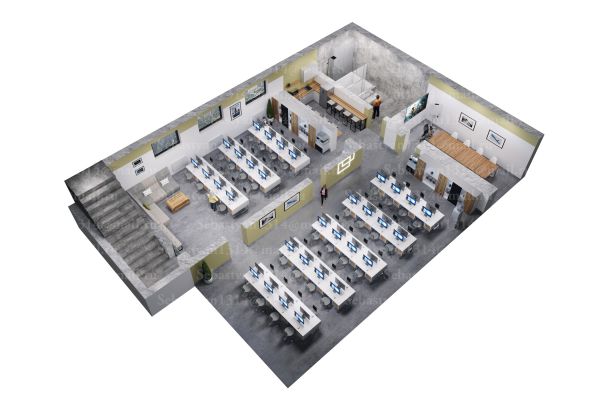 Офис 150кв м планировка 3d + планировка и чертеж