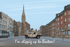 Иллюстрация " I"m slipping up to Boston!"