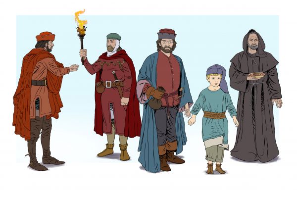 Иллюстрация " Жители средневекового города".