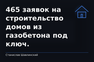 465 заявок на строительство домов из газобетона под ключ!