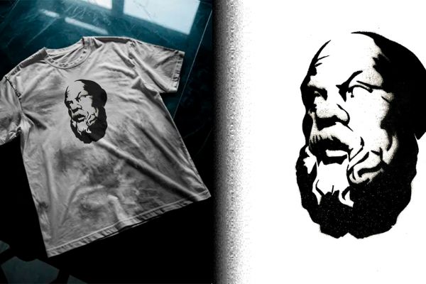Стилизованный принт Сократа для футболки
