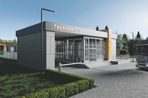 Дизайн - проект и визуализация входной группы авто-центра "SCANIA".