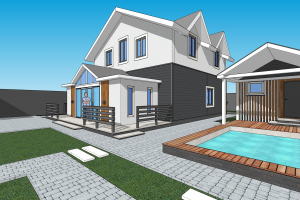 Скетч пристройки и зонирование участка.