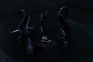 3D-сцена нападение морского чудища