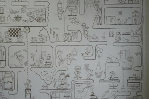 Роспись стены "Лабиринт с мышами" 5000*2700