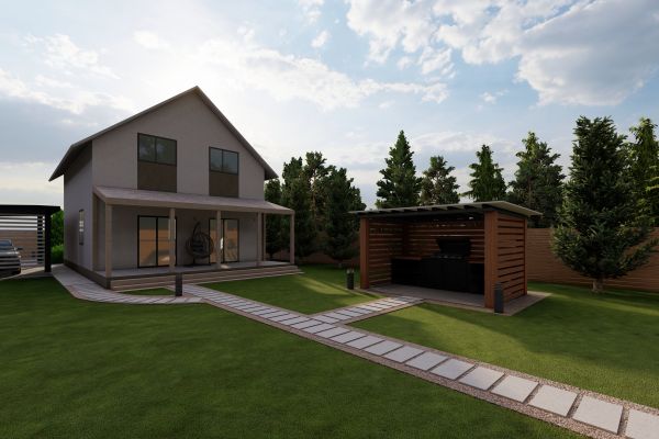 ландшафтный дизайн участка дома под сдачу