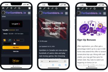 Англоязычный сайт про онлайн-казино Канады под партнёрки