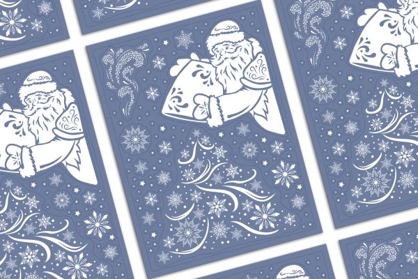 Дизайн новогодних наклеек на окно